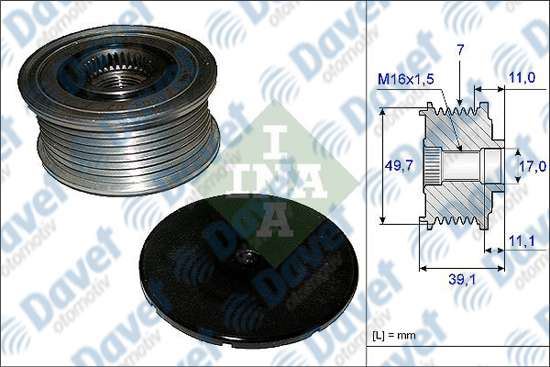 INA 535008410 Alternator Kasnagi Mercedes Cls (C219)-E Serisi (W211-S211-W212-S212)-S Serisi (W220-W221)
